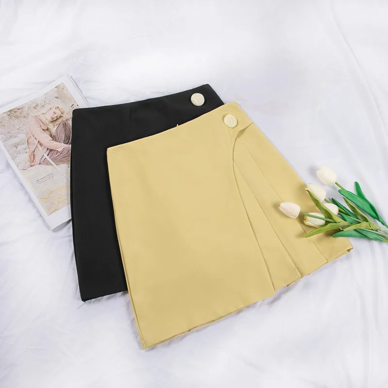 Women Package Hip Summer Hot Short Skirt Solid Black Casual High Waist Elegant Skirts Korean OL Irregular Mini | Женская одежда