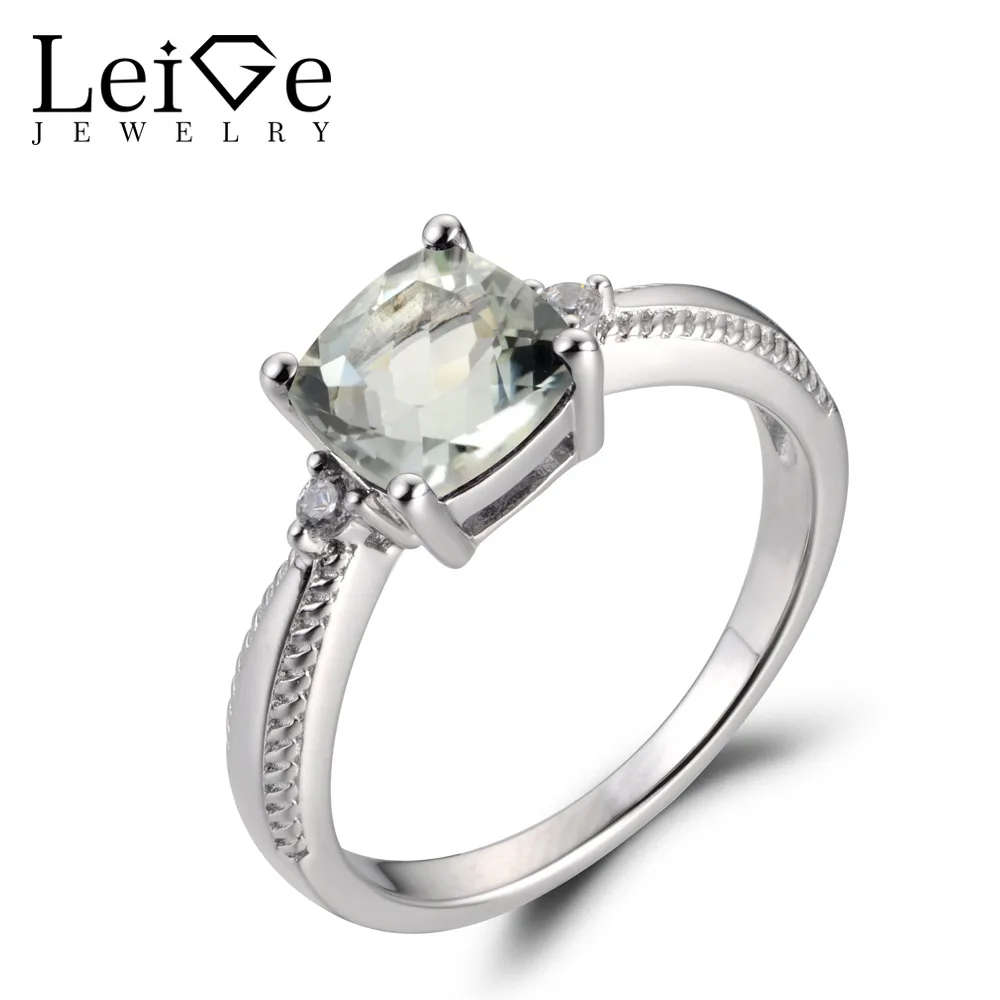 Leige Jewelry Natural Green Amethyst Gemstone Cushion Shape Prong Setting Engagement Rings Romantic Gifts For Girls 925 Silver
Leige Jewelry Natural Green Amethyst Gemstone Cushion Shape Prong Setting Engagement Rings Romantic Gifts For Girls 925 Silver