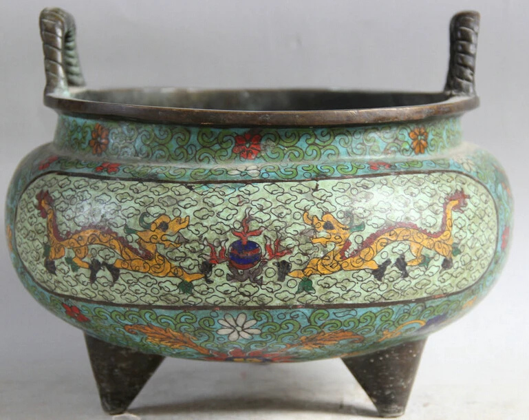 song voge gem S2253 10" Marked China Cloisonne Bronze handle Dragon play ball Incense Burner Censer
song voge gem S2253 10" Marked China Cloisonne Bronze handle Dragon play ball Incense Burner Censer