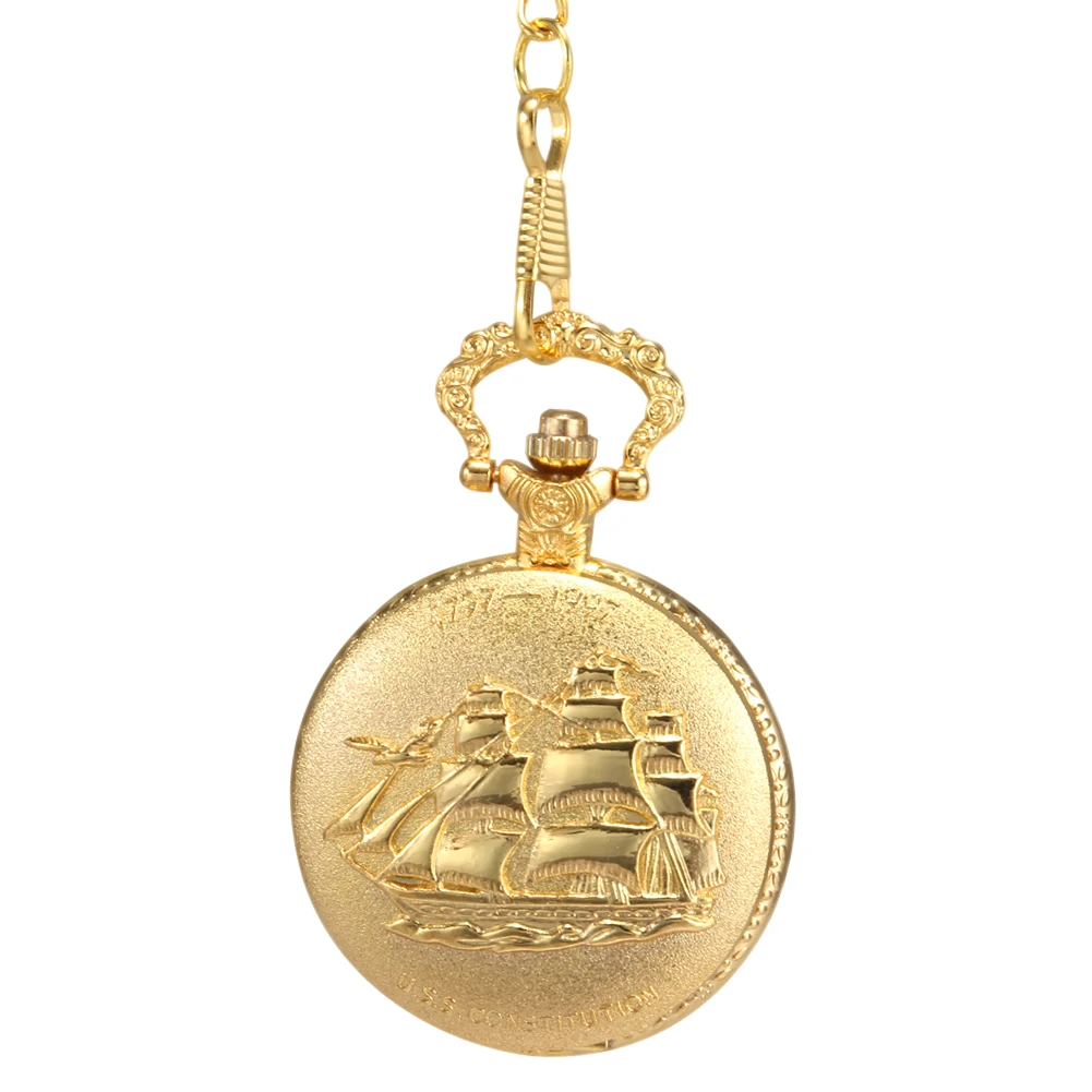 1pc Men Women Quartz Pocket Watch Golden Ship Pattern Carved Case with Chain LL@17
1pc Men Women Quartz Pocket Watch Golden Ship Pattern Carved Case with Chain LL@17