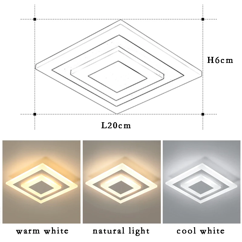 Квадратный современный светодиодный потолочный светильник 15 Вт 110 В 220 люстра для