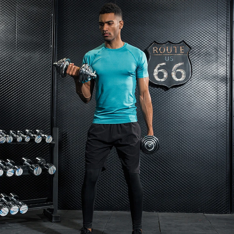 Men's Running Shirt T-shirt Quick-drying Slim Sports Fitness Gym T Muscle 2019 | Спорт и развлечения