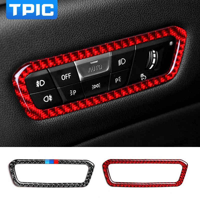 Наклейка TPIC для кнопки переключателя фары из углеродного волокна BMW G30 X5 Series 2019-2021