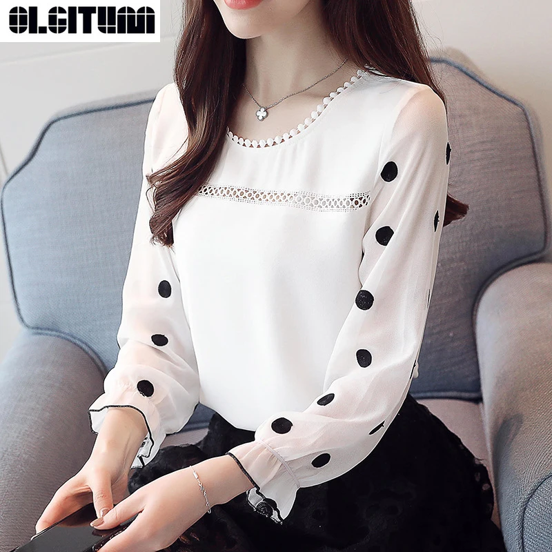 OLGITUM New Shirt Long Sleeve Women Blouse 2020 Fashion Women's Sweet O-neck Black Dot White Feminine Chiffon Tops Blusas BS395
OLGITUM New Shirt Long Sleeve Women Blouse 2020 Fashion Women's Sweet O-neck Black Dot White Feminine Chiffon Tops Blusas BS395