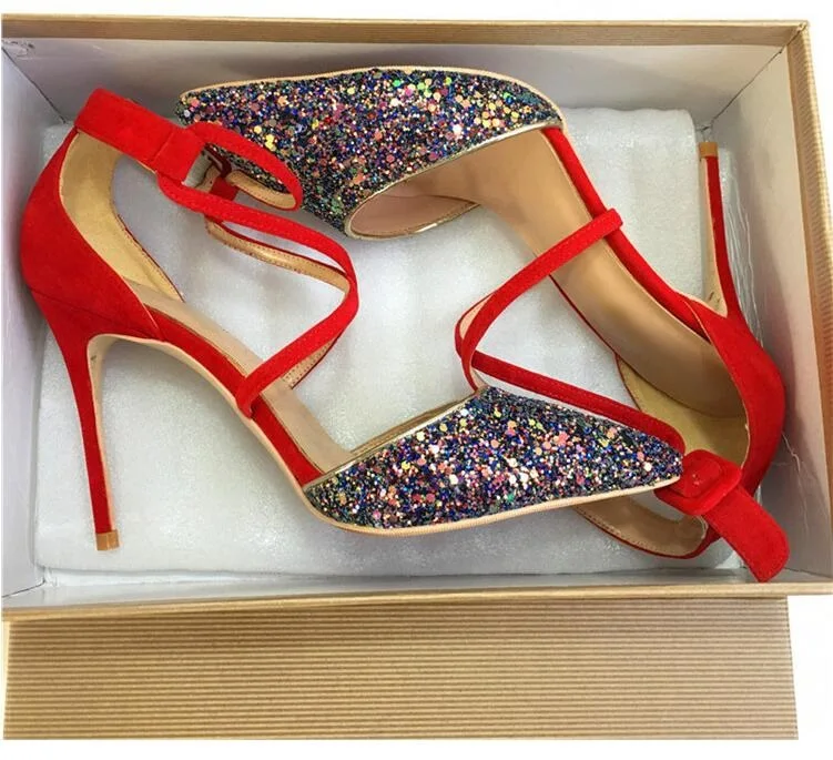 2019 Hottest Red Suede High Heel Pumps 12cm Glitter Cut-out Wedding Shoes Bride Sexy Sequin Pointed Toe Gladiator Sandals
2019 Hottest Red Suede High Heel Pumps 12cm Glitter Cut-out Wedding Shoes Bride Sexy Sequin Pointed Toe Gladiator Sandals
