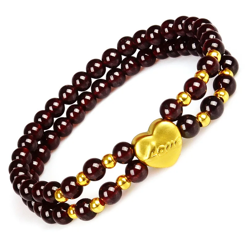 Pure 24K Yellow Gold Bracelet Woman's Man Luck Loving Heart Beads Link Garnet Bracelet 6.3inchL Fashion Luck Link Chain 1-1.5g
Pure 24K Yellow Gold Bracelet Woman's Man Luck Loving Heart Beads Link Garnet Bracelet 6.3inchL Fashion Luck Link Chain 1-1.5g