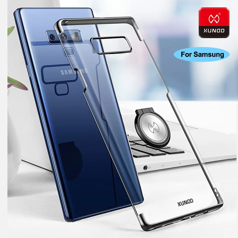 Роскошный прозрачный жесткий чехол с покрытием для Samsung Galaxy Note 8 9 S9 S8 Plus кольцом на