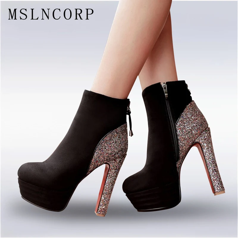Size 34-46 side zipper fashion boots mixed color bling high heels wedding platform shoes woman Spring Autumn winter ankle boots
Size 34-46 side zipper fashion boots mixed color bling high heels wedding platform shoes woman Spring Autumn winter ankle boots