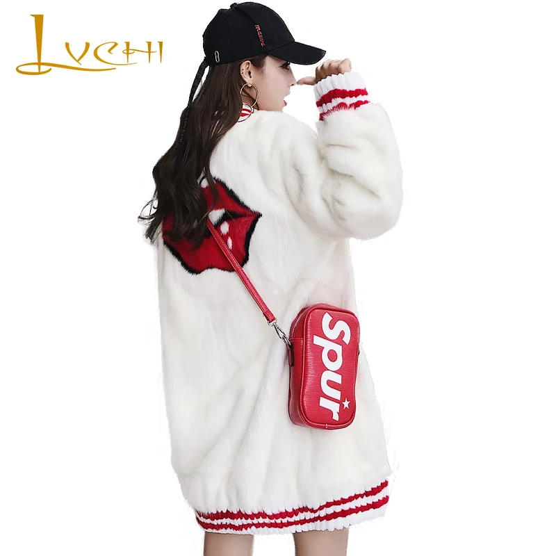 LVCHI Winter 2019 Natural Real Mink Fur Coat Women's Long Sleeve O-Neck Mink Coat Mouth Cartoon Pattern Striped Loss Mink Coats
LVCHI Winter 2019 Natural Real Mink Fur Coat Women's Long Sleeve O-Neck Mink Coat Mouth Cartoon Pattern Striped Loss Mink Coats