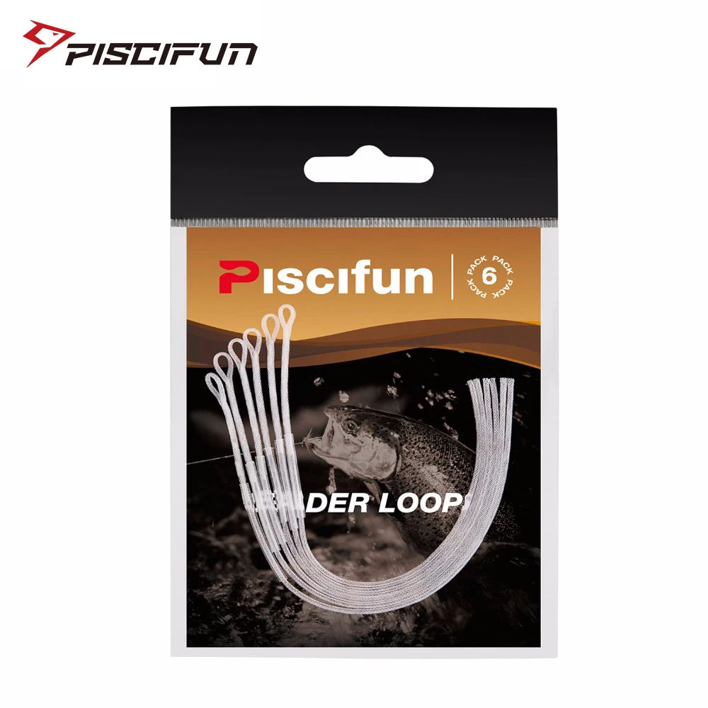 Петля для ловли нахлыстом Piscifun 6 звеньев Разъемы 30 фунтов прозрачная и желтая