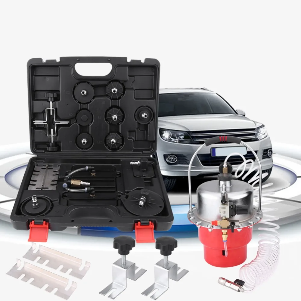 5L Pneumatic Air Pressure Bleeder Professional Brake Bleed with Pressure Gauge Collection Bottle Fluid Hose Quick Connector Tool
5L Pneumatic Air Pressure Bleeder Professional Brake Bleed with Pressure Gauge Collection Bottle Fluid Hose Quick Connector Tool