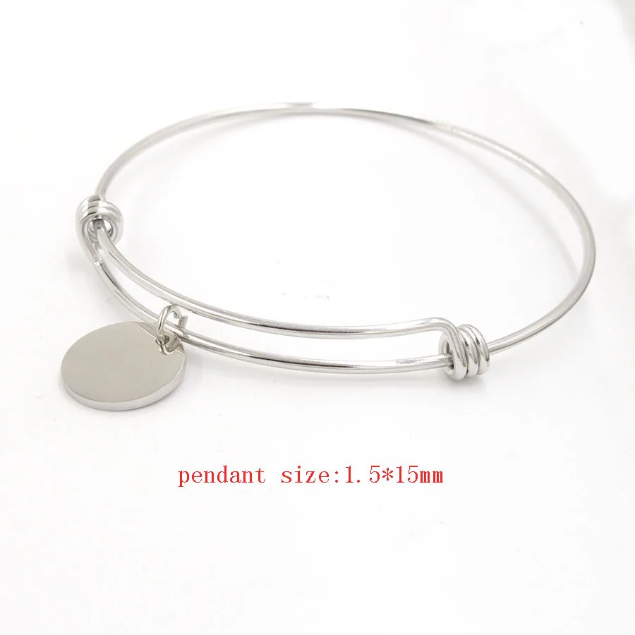 Jaymaxi 1.6mm Stainless Steel Small Round Tag Charm Bangle Adjustable Stretch DIY Lettering Round Pendant Jewelry 10Pieces/lot
Jaymaxi 1.6mm Stainless Steel Small Round Tag Charm Bangle Adjustable Stretch DIY Lettering Round Pendant Jewelry 10Pieces/lot