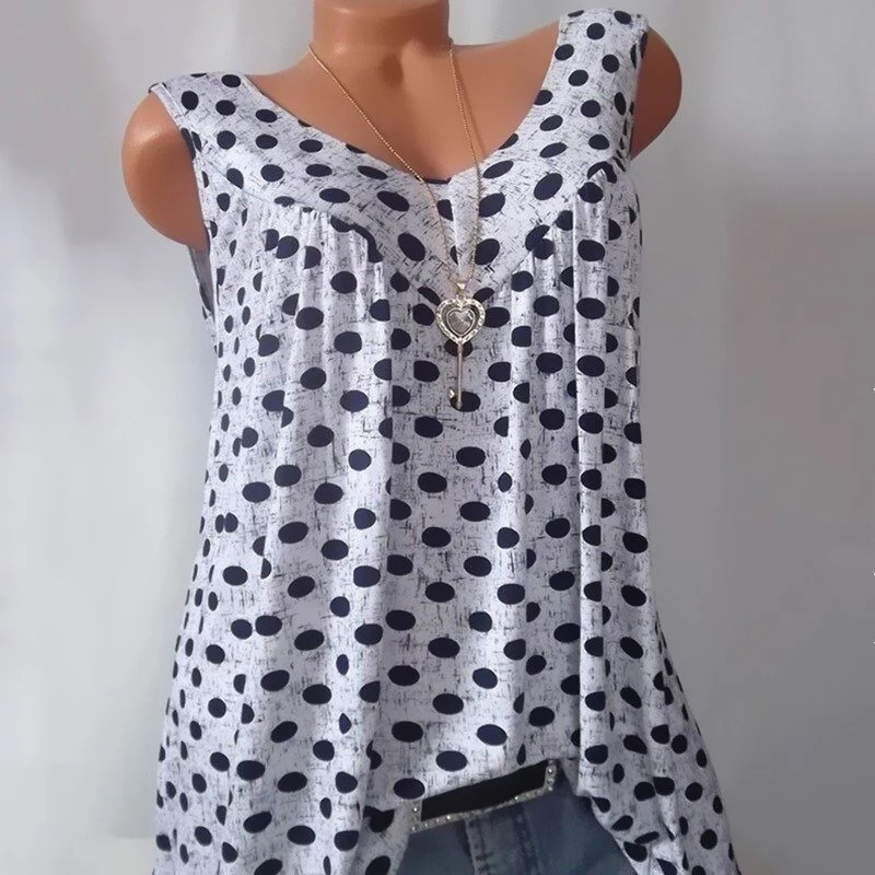 Women Summer T-shirts 2022 Casual Sleeveless Tops Casual Polka Dot Print T-Shirt V-neck Loose Vests Large Size 5XL Shirts
Women Summer T-shirts 2022 Casual Sleeveless Tops Casual Polka Dot Print T-Shirt V-neck Loose Vests Large Size 5XL Shirts
