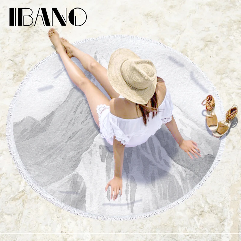 IBANO Mountain Ink Painting Round Beach Towel Cotton/Polyester Bath Towel Yoga Mat Blanket Tapestry Dia 150cm With Tassel 500g
IBANO Mountain Ink Painting Round Beach Towel Cotton/Polyester Bath Towel Yoga Mat Blanket Tapestry Dia 150cm With Tassel 500g