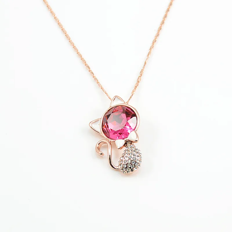 2 colors Abella red Crystal Cute cartoon cat pendant Handmade Fashion Natural semi-precious stones gold necklace Women jewelry
2 colors Abella red Crystal Cute cartoon cat pendant Handmade Fashion Natural semi-precious stones gold necklace Women jewelry
