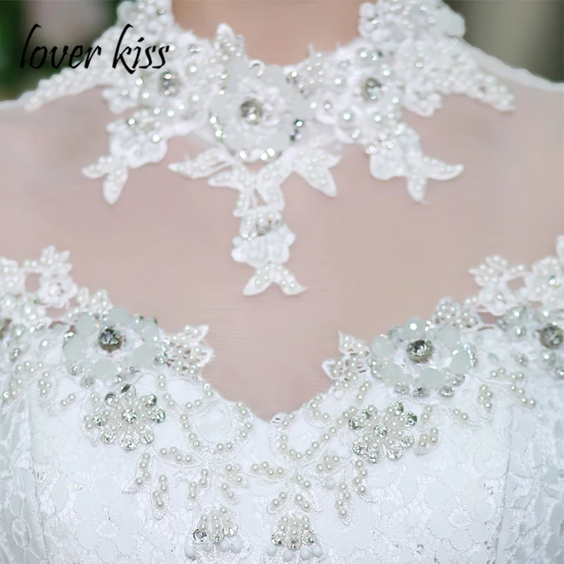 Lover Kiss Vestido De Noiva High Neck Beaded Cap Sleeve Wedding Dresses Beach Lace Dubai Kaftan Bridal Gown robe de mariee 2021 | Свадьбы и