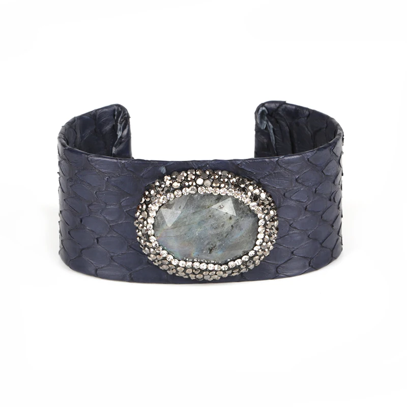 pave rhinestone oval grey labradorite stone bead charm adjustable deep blue leather wide wrap open bangle cuff for women
pave rhinestone oval grey labradorite stone bead charm adjustable deep blue leather wide wrap open bangle cuff for women