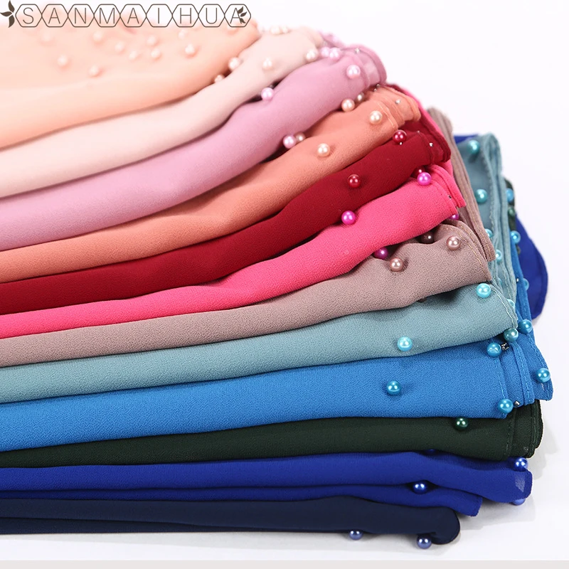 72*175cm women muslim bubble chiffon hijab scarf pearls foulard femme musulman soild color shawls islamic headscarf clothing
72*175cm women muslim bubble chiffon hijab scarf pearls foulard femme musulman soild color shawls islamic headscarf clothing