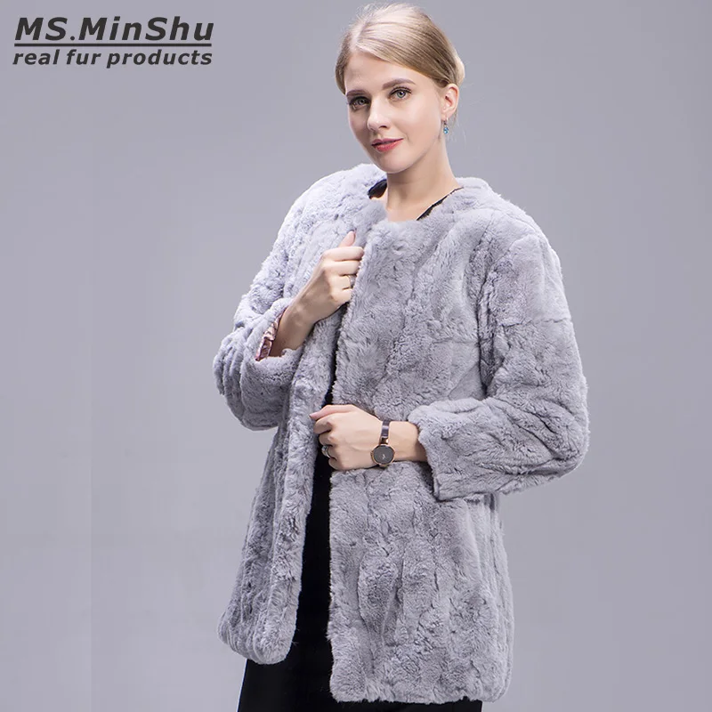Ms.MinShu Women Genuine Rex Rabbit Fur Coat Winter Fur Jackets Fashion Outwear High Quality Female Long Rabbit Fur Coat Grey
Ms.MinShu Women Genuine Rex Rabbit Fur Coat Winter Fur Jackets Fashion Outwear High Quality Female Long Rabbit Fur Coat Grey