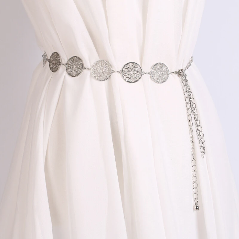 Women Fashion Belt Hip High Waist Gold Sliver Narrow Metal Chain Chunky Fringes Round Chain Belts For Adult Dress Accessories 
Women Fashion Belt Hip High Waist Gold Sliver Narrow Metal Chain Chunky Fringes Round Chain Belts For Adult Dress Accessories