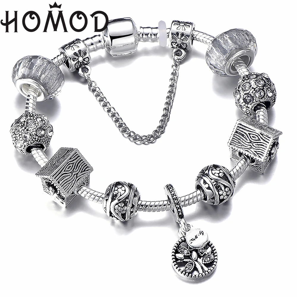 HOMOD Vintage Silver Color Charm Bracelet With Tree Of Life Pendant Crystal Ball Brand Bracelet For Women Party Jewelry
HOMOD Vintage Silver Color Charm Bracelet With Tree Of Life Pendant Crystal Ball Brand Bracelet For Women Party Jewelry
