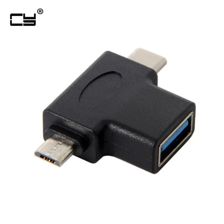 

Переходник Mini 2 в 1 Micro USB + USB 3,1 Type-C (штекер) на USB 3,0 (гнездо), OTG, адаптер 2018, переходники Micro usb otg