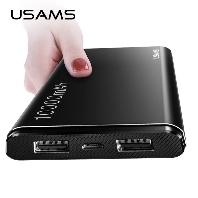 USAMS внешний аккумулятор 10000 мАч двойной USB мобильный телефон портативное зарядное