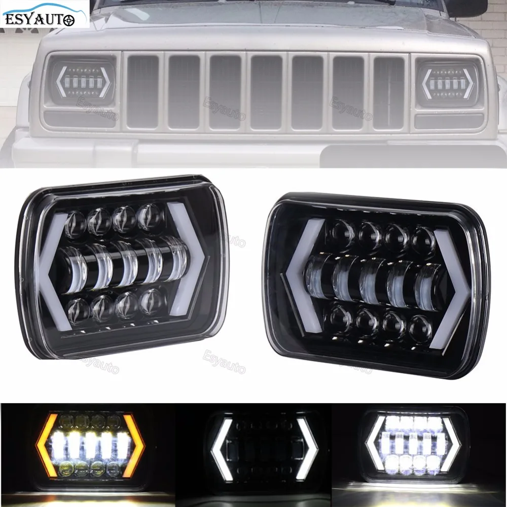 7"x6" LED Headlights Rectangular 55W 5x7 Inch Square Headlamps Kits Arrow Amber Tuning Signal Fit Trucks (2 pcs)
7"x6" LED Headlights Rectangular 55W 5x7 Inch Square Headlamps Kits Arrow Amber Tuning Signal Fit Trucks (2 pcs)