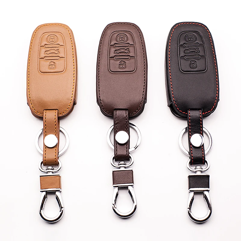 Leather Car Key Holder Keyboard cover cases for Audi A3 A5 Q3 Q5 Q7 A6 C5 C6 A4 B6 B7 B8 TT 80 S6 car key case protect shell | Автомобили
