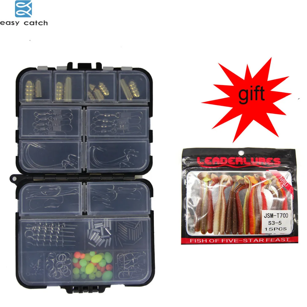 EASY CATCH 145pcs/lot Fishing lure Kit Jig Hooks brass Sinker fishing Swivels&Snaps soft lure lock pin fishing tackle box
EASY CATCH 145pcs/lot Fishing lure Kit Jig Hooks brass Sinker fishing Swivels&Snaps soft lure lock pin fishing tackle box