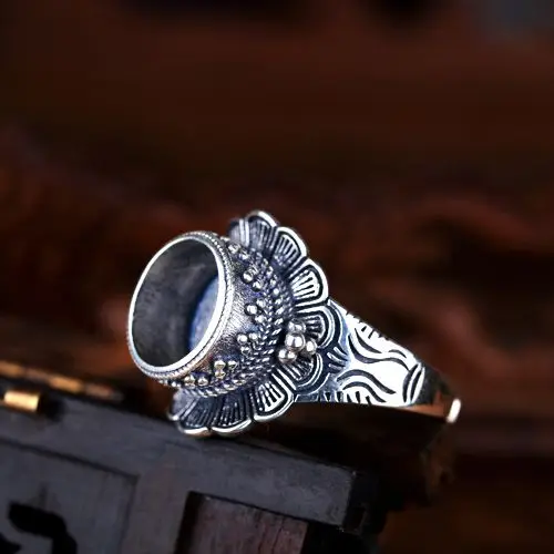 925 Sterling Silver Engagement Wedding Ring Art Nouveau 10x10mm Round Cabochon Semi Mount Fine Jewelry Setting
925 Sterling Silver Engagement Wedding Ring Art Nouveau 10x10mm Round Cabochon Semi Mount Fine Jewelry Setting