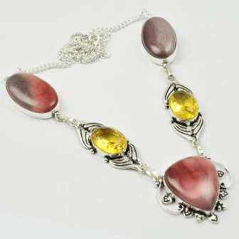 Mookaite Jaspers & Citrines Necklace Silver Overlay over Copper , 51 cm, N2266
Mookaite Jaspers & Citrines Necklace Silver Overlay over Copper , 51 cm, N2266