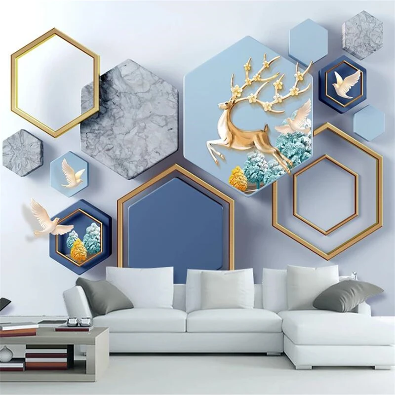 wellyu papel de parede Custom wallpaper 3d mural stereo modern minimalist geometric marble elk fortune tree mural 3d wallpaper
wellyu papel de parede Custom wallpaper 3d mural stereo modern minimalist geometric marble elk fortune tree mural 3d wallpaper