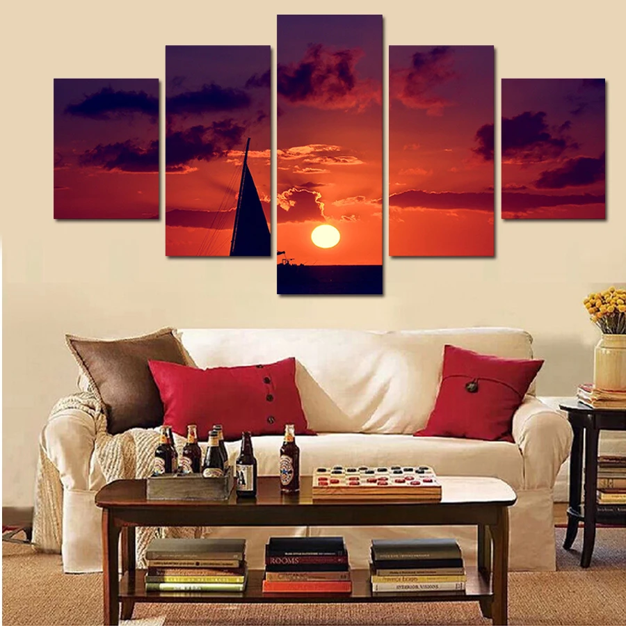 CLSTROSE 5 Pieces Sunrise At Sea Modern Canvas Painting Prints On Canvas Sailing Ship Wall Pictures For Living Room Home Decor
CLSTROSE 5 Pieces Sunrise At Sea Modern Canvas Painting Prints On Canvas Sailing Ship Wall Pictures For Living Room Home Decor