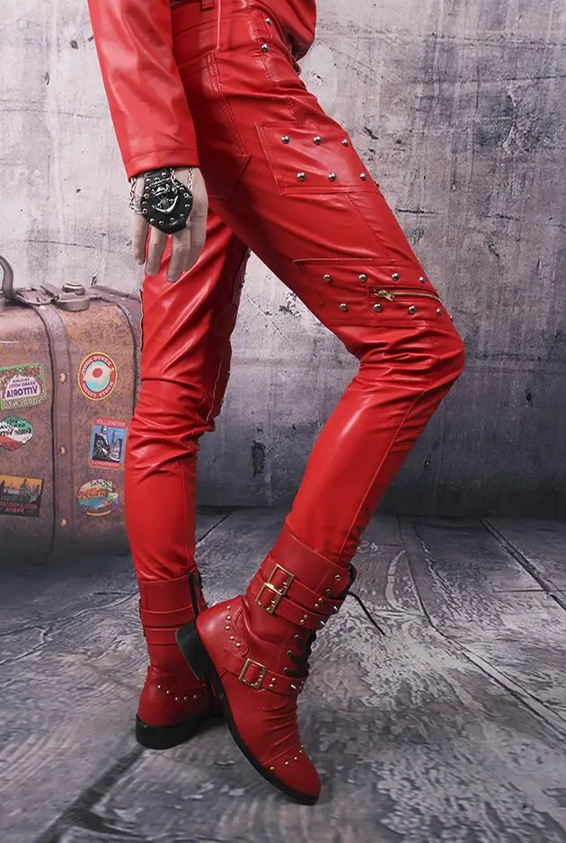 Autumn winter personality fashion rivets motorcycle faux leather pants mens feet pants pu trousers for men pantalon homme stage
Autumn winter personality fashion rivets motorcycle faux leather pants mens feet pants pu trousers for men pantalon homme stage