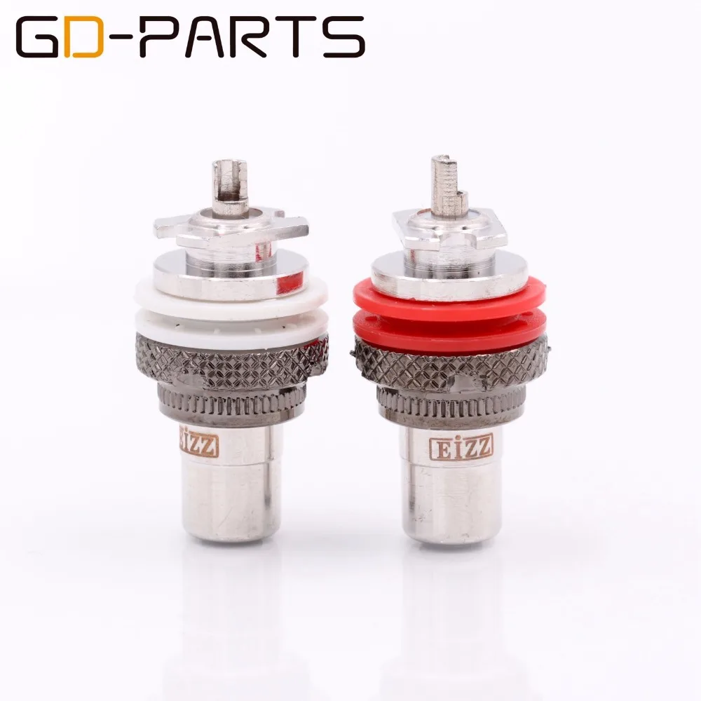 

EIZZ Rhodium Plated Tellurium Copper Female RCA Jack Socket RCA Connector PTFE Insulator For HIFI AMP CD DVD Audio Video AV TV