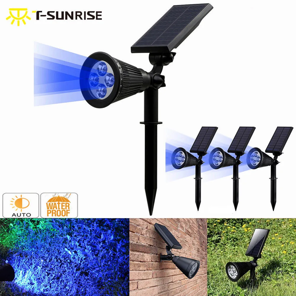 T-SUNRISE 4 Pack Solar Spotlight 4 LED Solar Powered Lamp Outdoor Adjustable IP65 Waterproof Garden Landscape Light Blue Color
T-SUNRISE 4 Pack Solar Spotlight 4 LED Solar Powered Lamp Outdoor Adjustable IP65 Waterproof Garden Landscape Light Blue Color