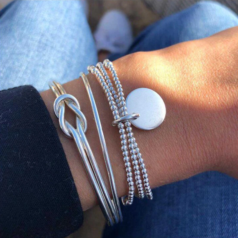 3 Pcs/ Set Women Classic Knot Round Bead Pendant Multilayer Opening Bracelet Set Fashion Simple Party Jewelry Accessories
3 Pcs/ Set Women Classic Knot Round Bead Pendant Multilayer Opening Bracelet Set Fashion Simple Party Jewelry Accessories