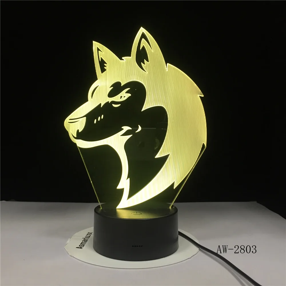 Животные волки 3D головка Настольный светильник светодиодный USB Творческий для