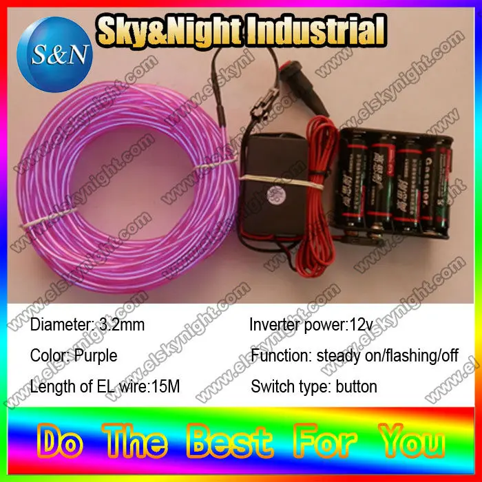 DIY falshing neon flexible el wire light 3.2mm-Purple- 15M+12v Inverter(8AA Battery case) for decoration clothes+free shipping
DIY falshing neon flexible el wire light 3.2mm-Purple- 15M+12v Inverter(8AA Battery case) for decoration clothes+free shipping