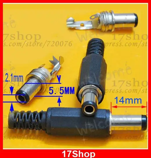 250 PCS 14 MM x 5.5MM X 2.1MM DC plug socket Charger Power Plug Cable Soldering
250 PCS 14 MM x 5.5MM X 2.1MM DC plug socket Charger Power Plug Cable Soldering