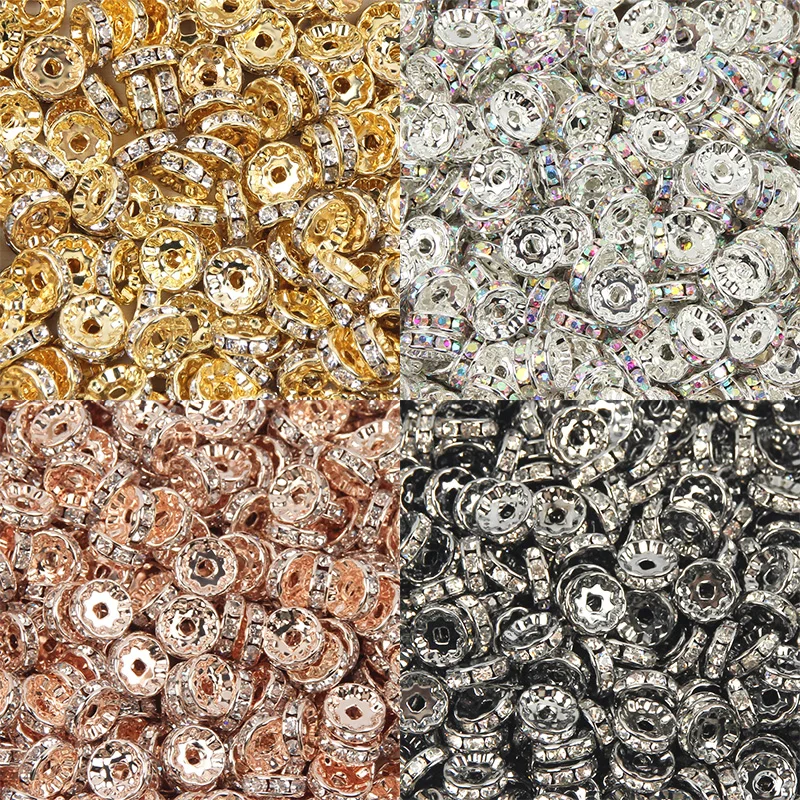 DIY 50pcs Gold Silver Color Rhinestone Rondelle Crystal Beads For Handmade Necklace Loose Spacer Beads Jewelry Findings Making
DIY 50pcs Gold Silver Color Rhinestone Rondelle Crystal Beads For Handmade Necklace Loose Spacer Beads Jewelry Findings Making