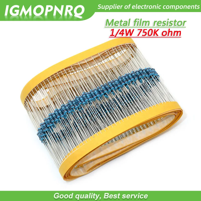 100pcs Metal film resistor Five color ring Weaving 1/4W 0.25W 1% 750K 750K ohm 750Kohm
100pcs Metal film resistor Five color ring Weaving 1/4W 0.25W 1% 750K 750K ohm 750Kohm