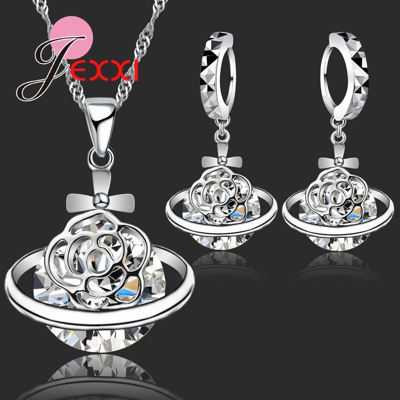New 925 Sterling Silver African CZ Crystal Flower Necklace Drop Earrings Romantic Wedding Jewelry Set Bijoux Accessory
New 925 Sterling Silver African CZ Crystal Flower Necklace Drop Earrings Romantic Wedding Jewelry Set Bijoux Accessory