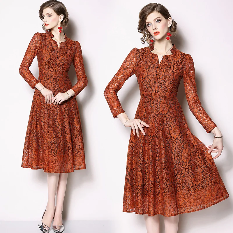 2021 Spring Runway Patchwork Dresses Hollow Out Women Casual Lace knee length Dress Vestidos
2021 Spring Runway Patchwork Dresses Hollow Out Women Casual Lace knee length Dress Vestidos