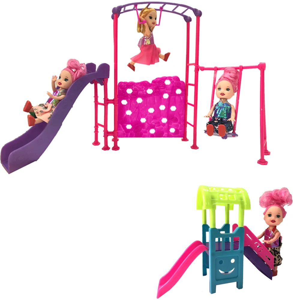 NK 2 Pcs/ Set Doll Accessories Park Slide Swing Toys Amusement Devices For Barbie Doll Kindergarten Girl Play House DIY Toys
NK 2 Pcs/ Set Doll Accessories Park Slide Swing Toys Amusement Devices For Barbie Doll Kindergarten Girl Play House DIY Toys