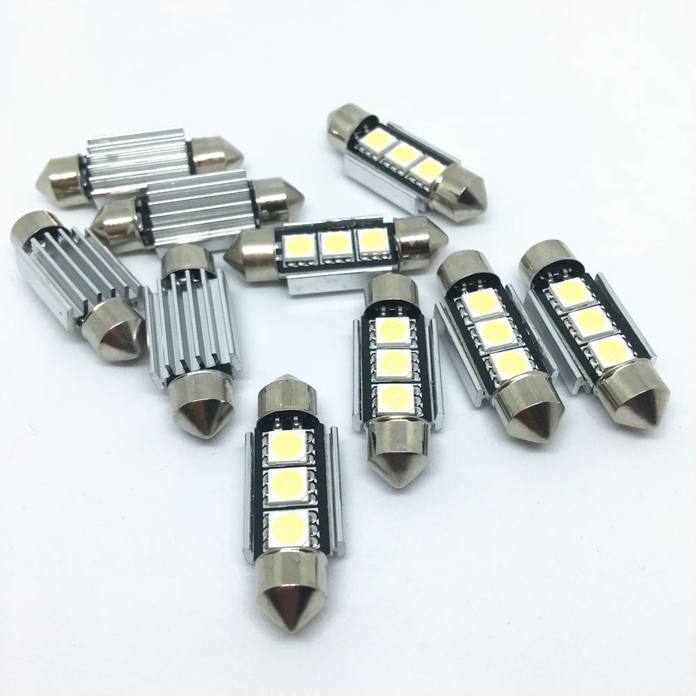 

10pcs 36mm 39mm 41mm SMD 5050 LED White Blue Dome Festoon Car Light CANBUS Error Free C5W LED Lamp auto Bulb interior light 12V