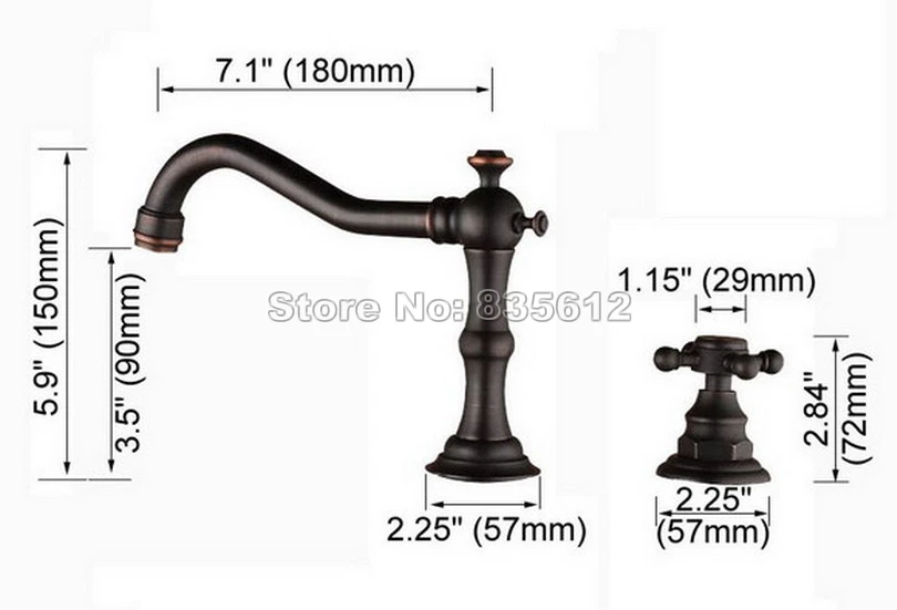 Black Oil Rubbed Brass Widespread Bathroom Basin Faucet Dual Cross Handle Vessel Sink Mixer Tap - 3 Hole Deck Mounted Wnf043
Black Oil Rubbed Brass Widespread Bathroom Basin Faucet Dual Cross Handle Vessel Sink Mixer Tap - 3 Hole Deck Mounted Wnf043
