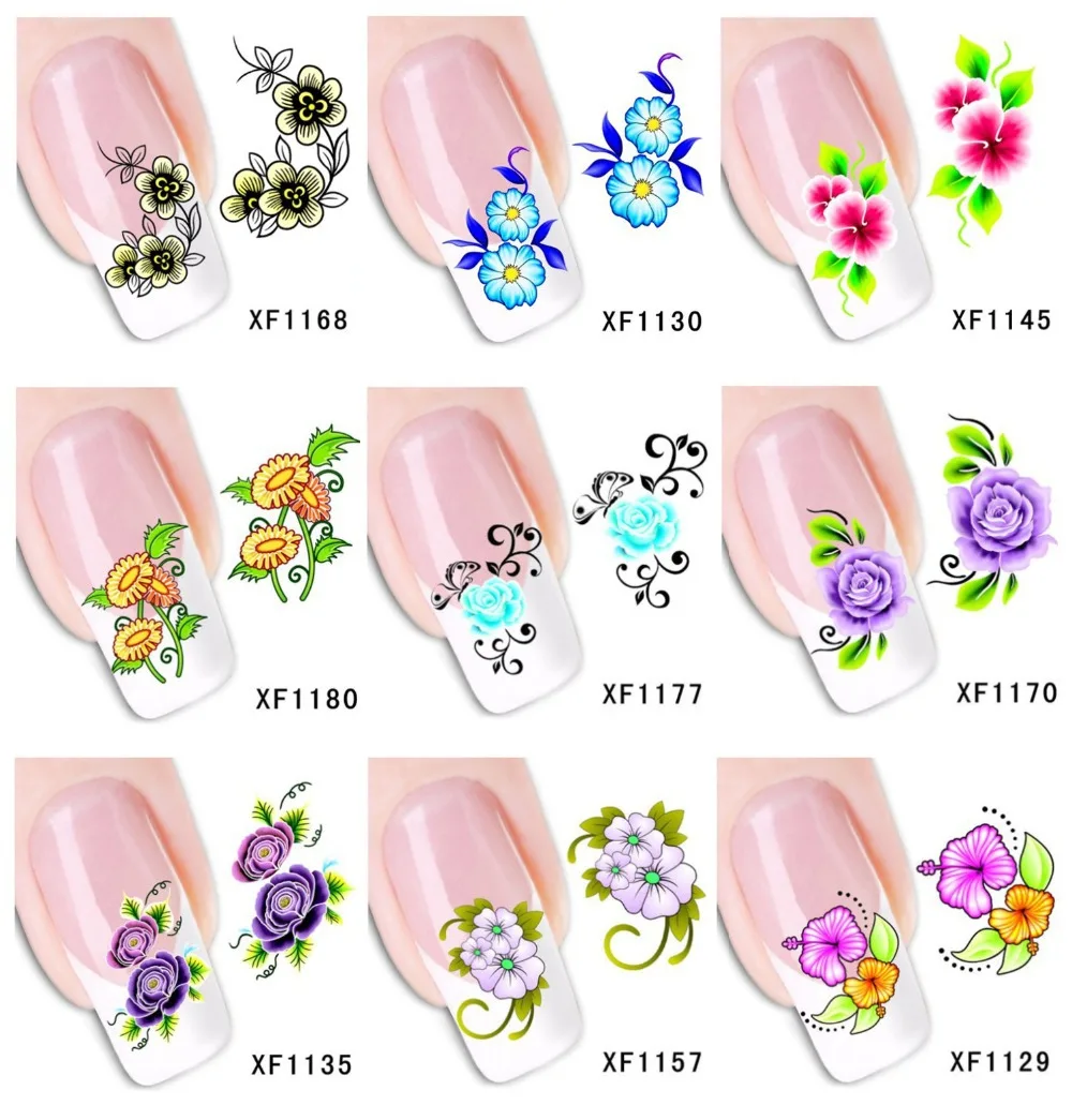 

60 Sheets Nail Art Flower Water Tranfer Sticker Nails Beauty Wraps Foil Polish Decals Temporary Tattoos Watermark
