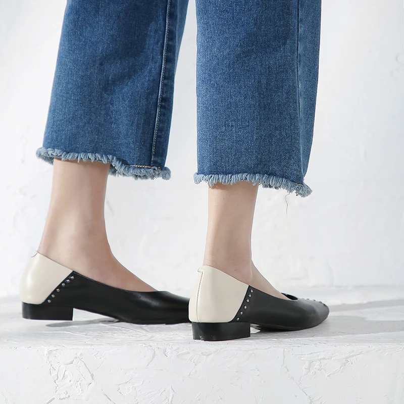 ISNOM Rivet Ballet Flats Women Fashion Casual Solid Shoes Woman Square Toe Lace Up Shoes Ladies Soft Studded Shoes 2019 Autumn
ISNOM Rivet Ballet Flats Women Fashion Casual Solid Shoes Woman Square Toe Lace Up Shoes Ladies Soft Studded Shoes 2019 Autumn